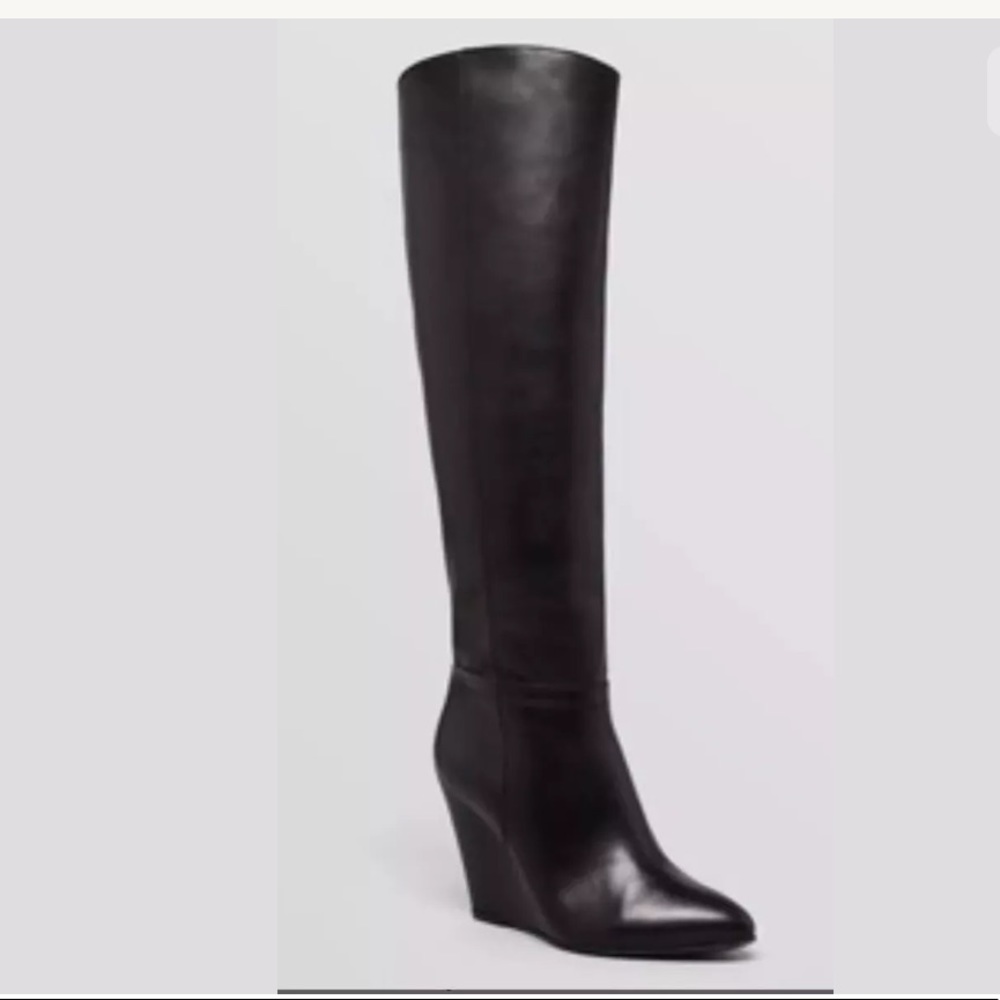 High leather black boots